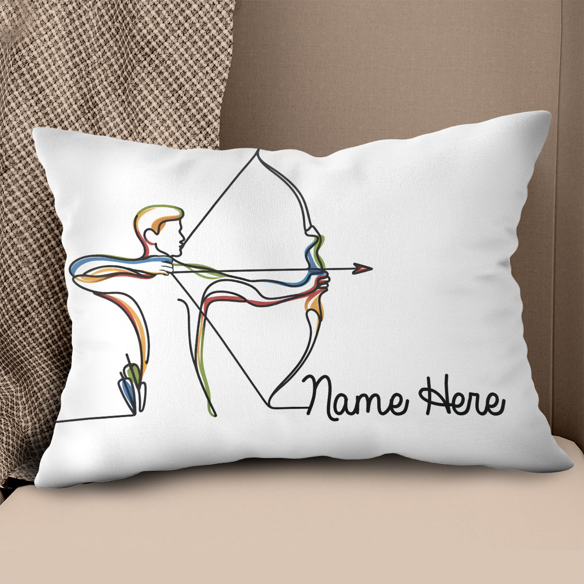 Custom Colorful Continuous Line Archer Archery Pillow Archery Gift Ideas VHM0916