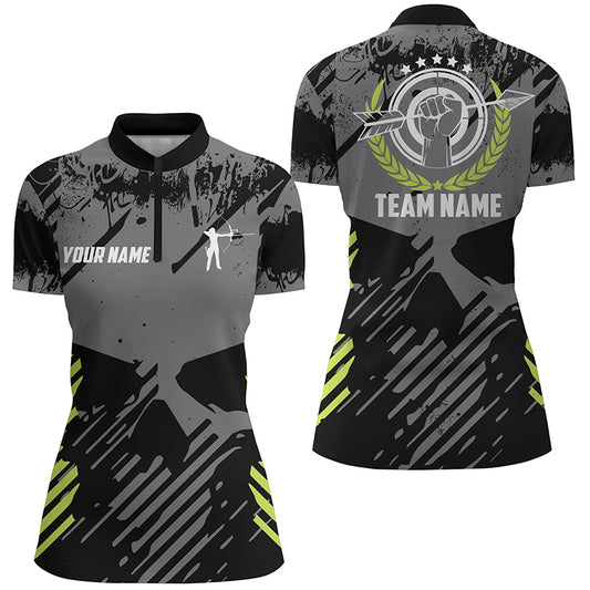 Archery Grey Skull Grunge Style Custom Women Quarter-Zip Shirts Idea Gift Shirts For Archers TDM0600