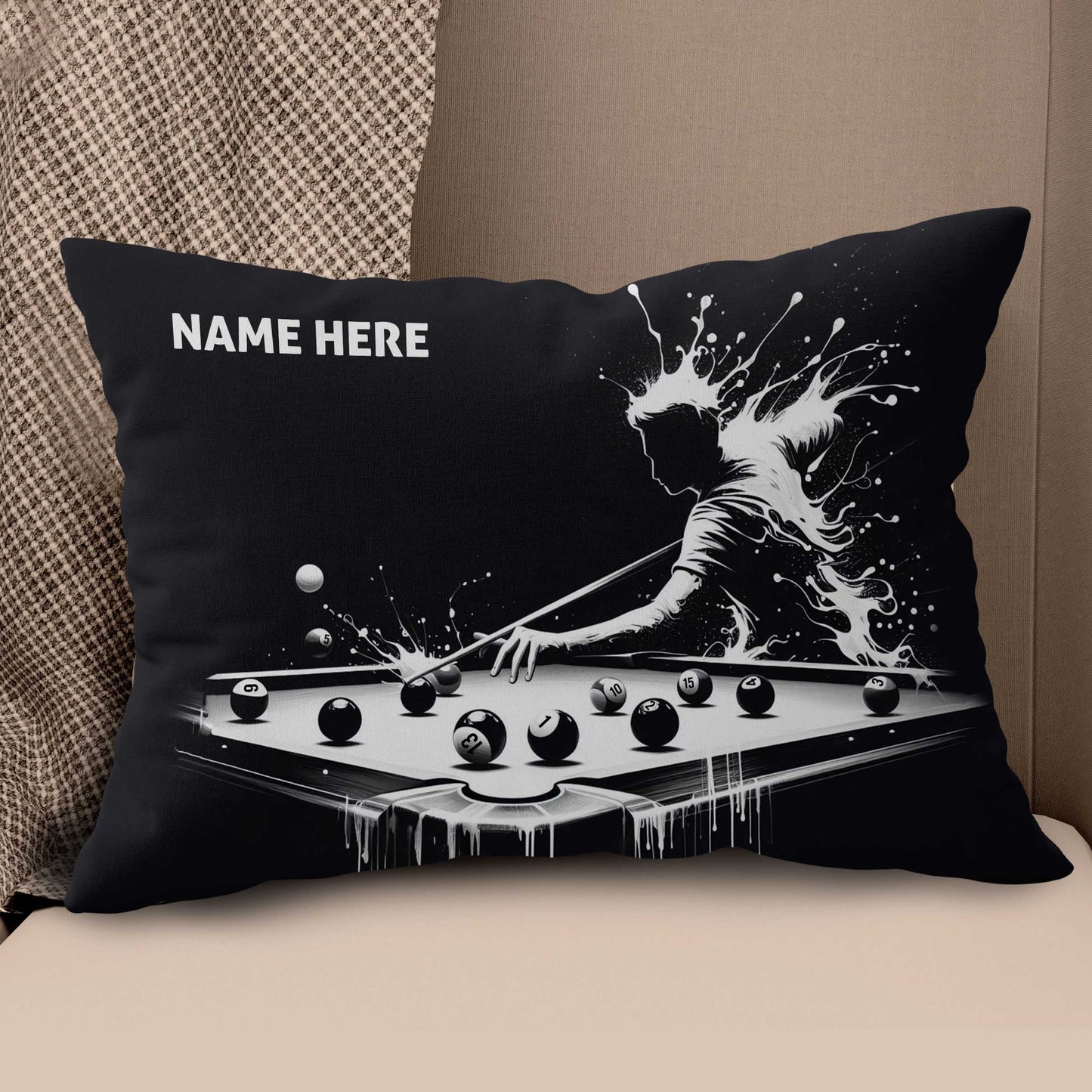 Funny Billiard Player Custom Black Pillows, Billiards Decorative Pillows TDM0833