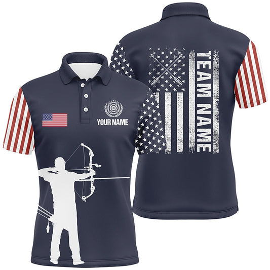 Personalized US Archery Silhouette Archers Men Polo Shirts Custom Patriotic Archery Team Shirts TDM0464