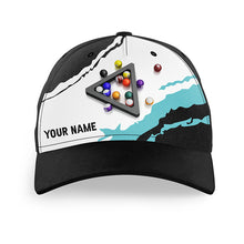 Load image into Gallery viewer, Custom 3D Black Blue Billiard Balls Pool Cap, Best Personalized Billiard Hats Gifts For Pool Lover TDM1060