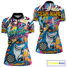 Load image into Gallery viewer, Funny Shark Colorful Graffiti Style Custom Dart Shirts For Women, Dart Team Jersey Best Darts Outfit TDM3849