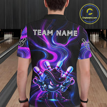 Load image into Gallery viewer, Custome Neon Blue Purple Funny Bowling Shirt For Men, Bowling League Team Jersey Polo &amp; 1/4 Zip TDM6277