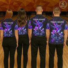 Load image into Gallery viewer, Custome Neon Blue Purple Funny Bowling Shirt For Men, Bowling League Team Jersey Polo &amp; 1/4 Zip TDM6277