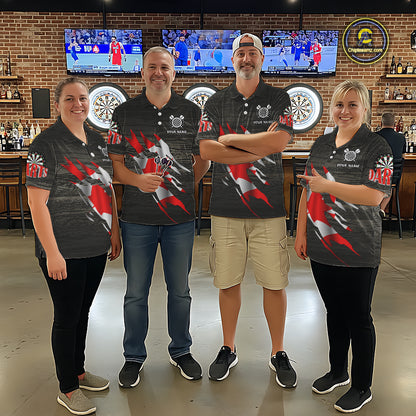 Personalized Grey Grunge Canada Flag Darts Shirts For Men Custom Patriotic Darts Team Jerseys TDM2170