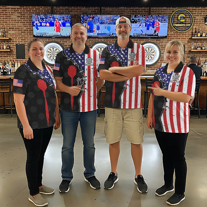 Retro American Flag Patriotic Darts Shirt For Women Custom Darts Team Jersey Polo & Quarter Zip TDM5388