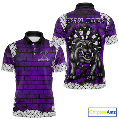 Purple Brick-Wall Fierce Bulldog Men Darts Polo Team Shirt Personalized Name For Players NYN2115