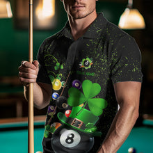 Load image into Gallery viewer, Black Grunge Billiard Balls Luckiest Shamrock Men Pool Shirt Custom Patrick Day Billiard Team Jersey TDM3390