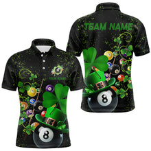 Load image into Gallery viewer, Black Grunge Billiard Balls Luckiest Shamrock Men Pool Shirt Custom Patrick Day Billiard Team Jersey TDM3390