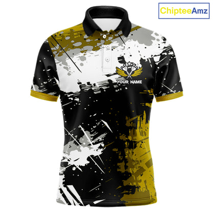 Custom Yellow Grunge Dart Shirt With Pocket Option For Men, Dart Team Jersey TDM5888