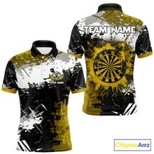 Load image into Gallery viewer, Custom Yellow Grunge Dart Shirt With Pocket Option For Men, Dart Team Jersey TDM5888