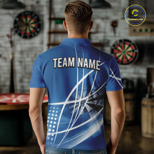 Load image into Gallery viewer, Blue Darts Jersey For Men Custom Light Streaks Darts Tournament Team Shirt Polo &amp; Quarter Zip TDM6026