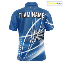 Load image into Gallery viewer, Blue Darts Jersey For Men Custom Light Streaks Darts Tournament Team Shirt Polo &amp; Quarter Zip TDM6026