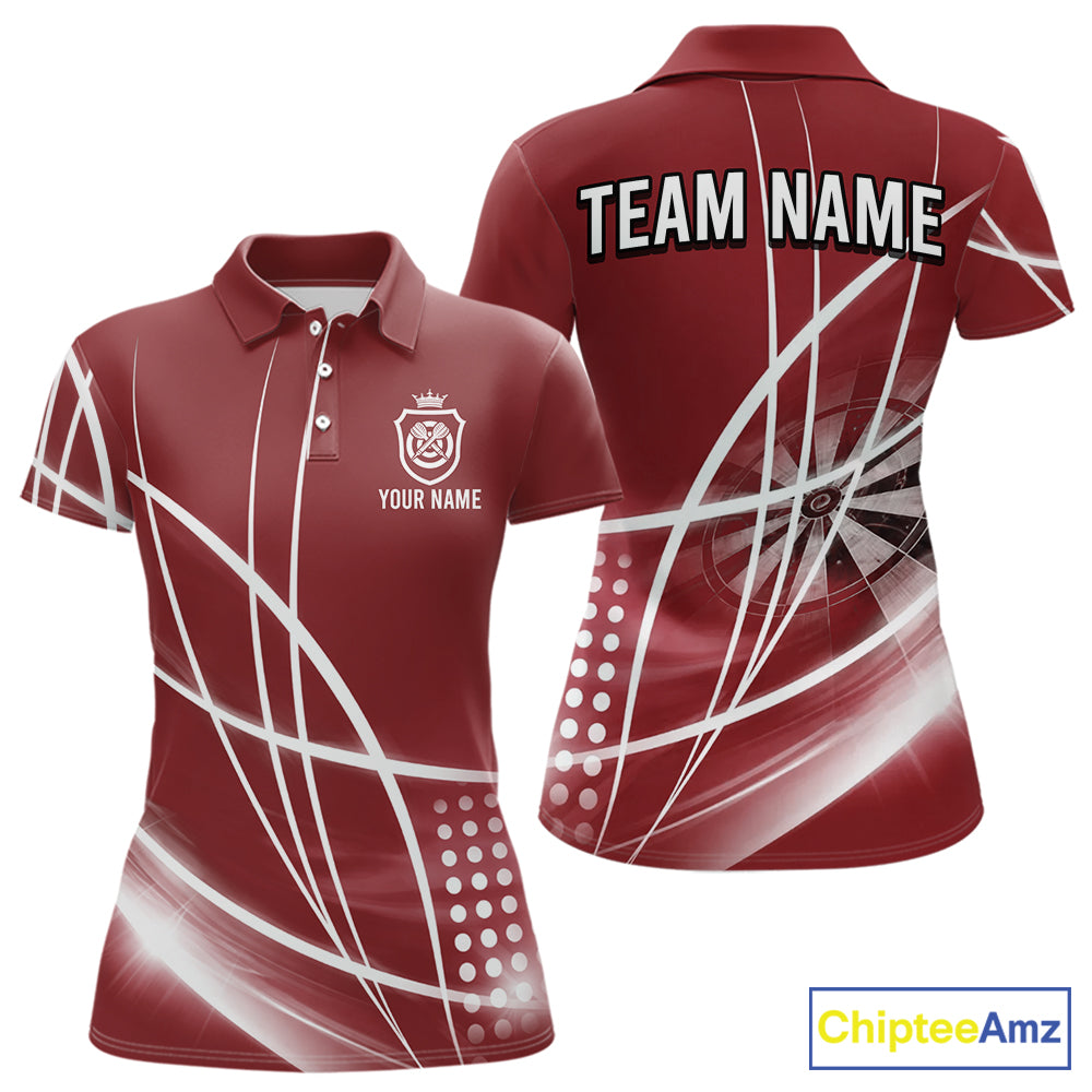 Red Darts Jersey For Women Custom Light Streaks Darts Tournament Team Shirt Polo & Quarter Zip TDM6027