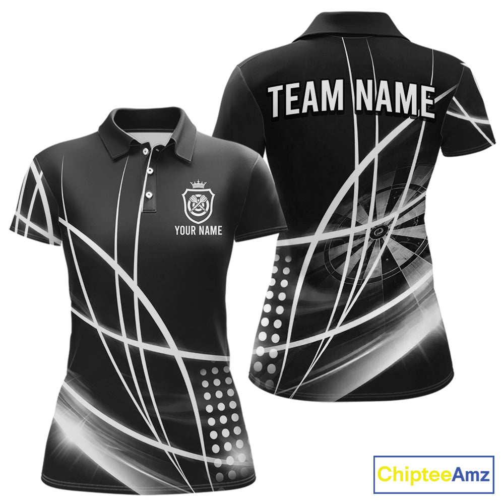 Black And White Darts Jersey For Women Custom Light Streak Darts Team Shirt Polo & Quarter Zip TDM6028
