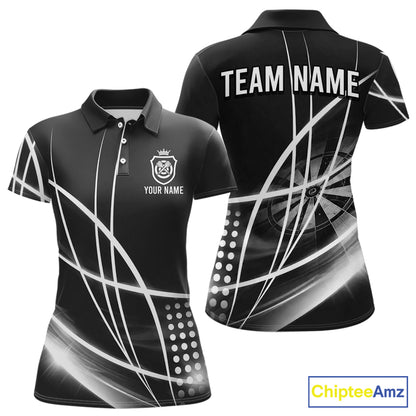 Black And White Darts Jersey For Women Custom Light Streak Darts Team Shirt Polo & Quarter Zip TDM6028