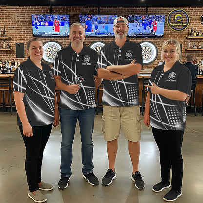 Black And White Darts Jersey For Men Custom Light Streak Darts Team Shirt Polo & Quarter Zip TDM6028