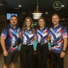 Load image into Gallery viewer, Custom 8 Ball &amp; 9 Ball American Flag Eagle Billiard Shirt For Men, Pool Team Jersey Polo &amp; 1/4 Zip TDM6281