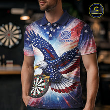 Load image into Gallery viewer, Personalized American Flag Eagle Darts Shirt For Men, Patriotic Darts Team Jersey Polo &amp; 1/4 Zip TDM6283