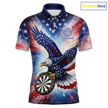 Load image into Gallery viewer, Personalized American Flag Eagle Darts Shirt For Men, Patriotic Darts Team Jersey Polo &amp; 1/4 Zip TDM6283