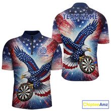 Load image into Gallery viewer, Personalized American Flag Eagle Darts Shirt For Men, Patriotic Darts Team Jersey Polo &amp; 1/4 Zip TDM6283