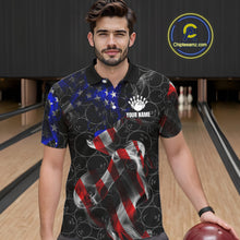 Load image into Gallery viewer, Custom American Flag Smoke Bowling Shirt For Men, Patriotic Team Bowling Jersey Polo &amp; 1/4 Zip TDM6290