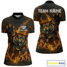 Load image into Gallery viewer, Personalized 8 Ball Tiger Fire Billiard Shirt For Women Custom Pool Team Jersey Polo &amp; 1/4 Zip TDM4538