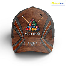 Load image into Gallery viewer, Custom Name Brown Pool Billiards Hats For Men Women, Adjustable 3D Printed Billiard Classic Caps TDM0322