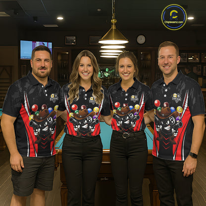 Funny 8 Ball & 9 Ball Billiard Shirt For Women Custom Black And Red Pool Team Shirt, Billiard Jersey TDM5408