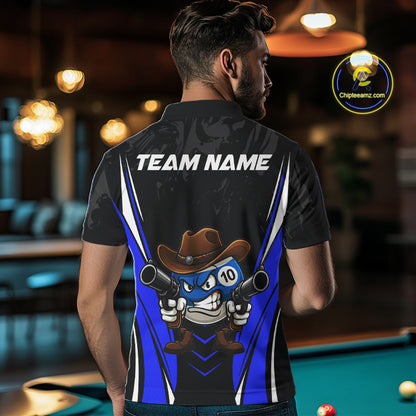 Black And Blue Funny 10 Ball Billiard Shirt For Men Custom Pool Team Shirts, Billiard Jersey TDM5410