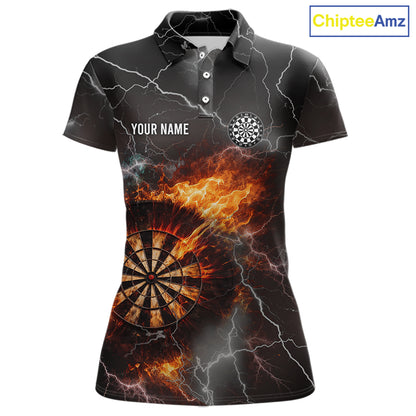 Custom Lightning Flame Darts Shirt With Pocket Option For Women, Darts Jersey TDM5684