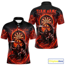 Load image into Gallery viewer, Personalized Red Grim Reaper Lightning Darts Shirt For Men, Darts Team Jersey Polo &amp; 1/4 Zip TDM5896