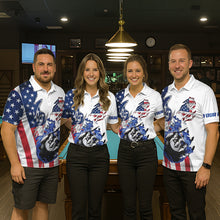 Load image into Gallery viewer, 8 Ball Pool Claw American Flag Billiard Shirt For Men Custom Patriotic Billiard Team Jersey|White TDM6043