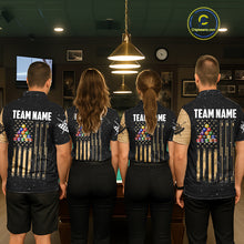 Load image into Gallery viewer, Custom Grunge American Flag 8 Ball Billiard Polo &amp; 1/4 Zip For Men, Pool Team Jersey |Beige TDM5901