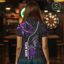 Load image into Gallery viewer, Custom Purple Darts Lightning Grim Reaper Polo &amp; 1/4 Zip, Darts Shirt For Women, Darts Team Jersey TDM6309