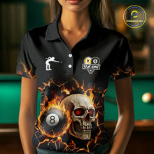 Load image into Gallery viewer, Personalized Skull 8 Ball &amp; 9 Ball Fire Billiard Shirt For Women Custom Billiard Pool Team Jersey TDM5425