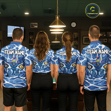 Load image into Gallery viewer, Blue Funny Shark 9 Ball &amp; 8 Ball Billiard Shirt For Men Custom Pool Team Jersey Polo &amp; 1/4 Zip TDM6057