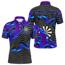 Load image into Gallery viewer, Custom Black Purple Tribal Flame Darts Polo Shirt For Men, Personalized Darts Team Jerseys TDM1429