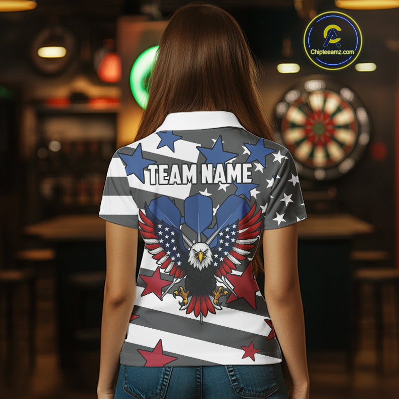 Patriotic American Flag Eagle Dart Shirts For Women Custom Darts Jerseys Team Polo & 1/4 Zip TDM3883