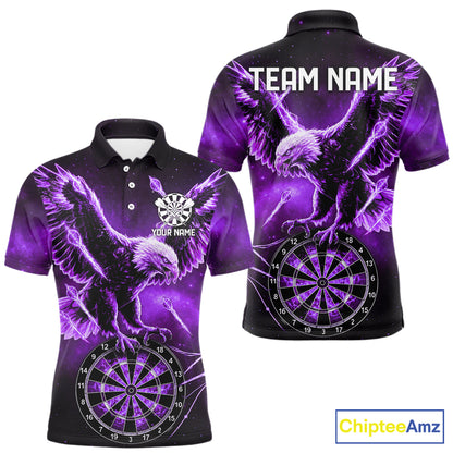 Personalized Purple Dartboard Galaxy Eagle Darts Shirt For Men, Darts Team Jersey Polo & 1/4 Zip TDM6485
