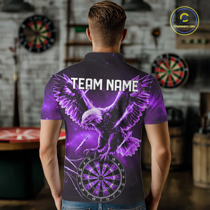Personalized Purple Dartboard Galaxy Eagle Darts Shirt For Men, Darts Team Jersey Polo & 1/4 Zip TDM6485