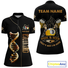 Load image into Gallery viewer, Funny DNA Billiard Shirt For Women Custom 9 Ball Pool &amp; Beer That's Why I'M Here Team Jersey TDM4564