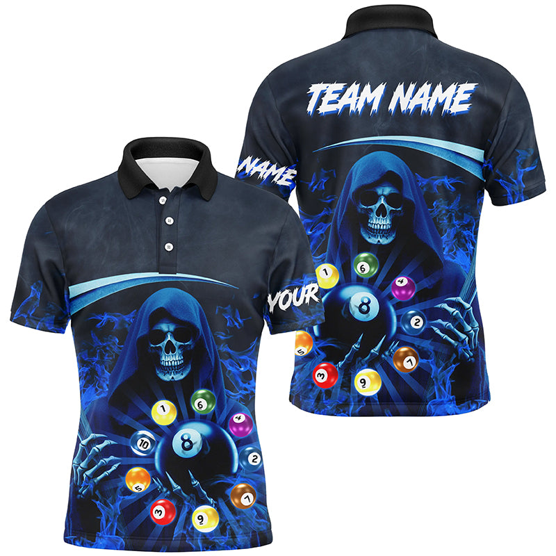 Blue Grim Reaper Custom Billiard Balls Pool Jerseys For Men, 3D Printed Billiard Team Shirts TDM2468
