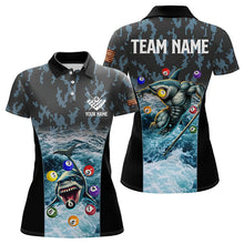 Load image into Gallery viewer, Blue Pool Ball Wave Ocean Custom Shark Billiard Polo &amp; Quarter Zip For Women Billiard League Jerseys TDM3208