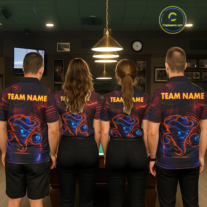 Funny Neon Tornado 8 Ball Billiard Shirt For Women Custom Pool Team Jersey Polo & 1/4 Zip TDM5445