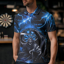 Load image into Gallery viewer, Personalized Blue Grim Reaper Custom Thunder Lightning Men Dart Shirts, 3D Darts Team Jerseys TDM3551