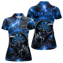 Load image into Gallery viewer, Blue Death Skeleton Custom Thunder Lightning Women Dart Shirts, Darts Jerseys TDM3550