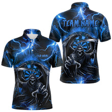 Load image into Gallery viewer, Personalized Blue Grim Reaper Custom Thunder Lightning Men Dart Shirts, 3D Darts Team Jerseys TDM3551