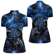 Load image into Gallery viewer, Blue Death Skeleton Custom Thunder Lightning Women Dart Shirts, Darts Jerseys TDM3550