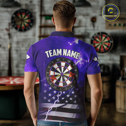 Purple Lightning US Flag Dart Shirt For Men Custom Dart Jersey Pocket Option TDM5916